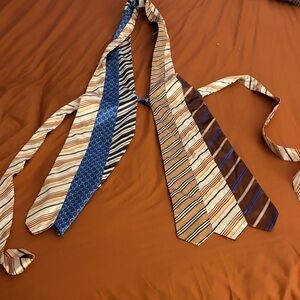 Classic Striped Silk Ties - Brown & Blue Palette